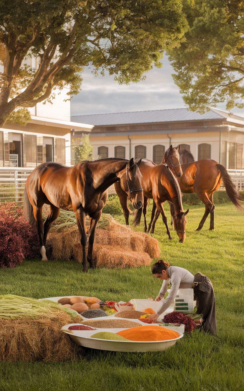 Alimentation équilibrée pour chevaux de course