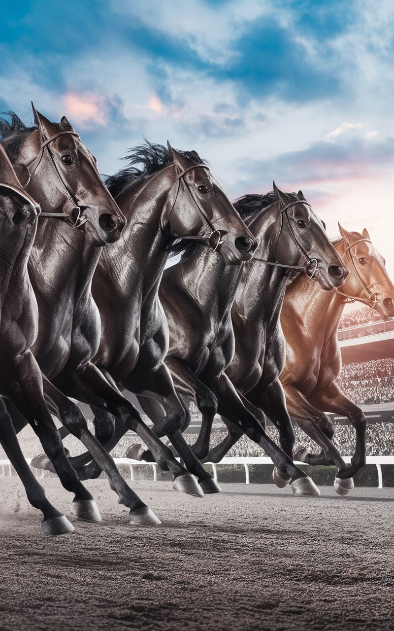 Cheval de course en plein entraînement de coordination