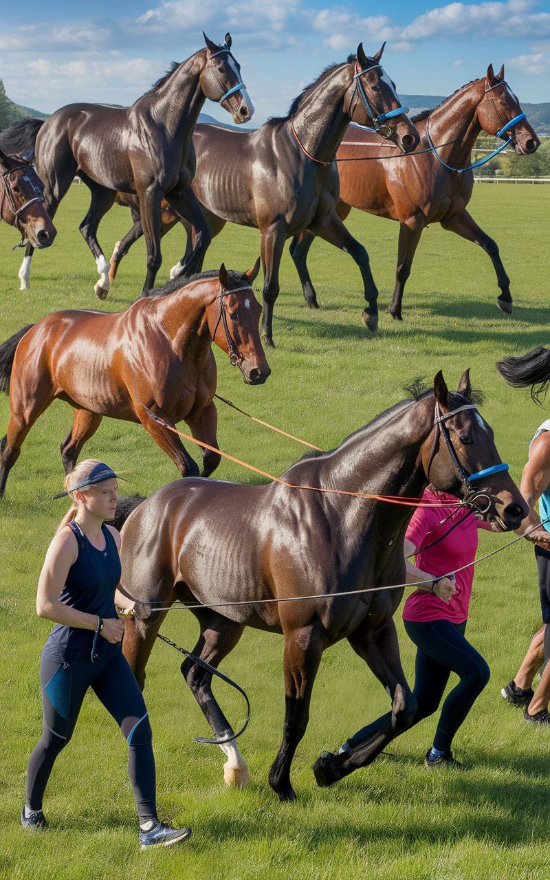 Cheval de course effectuant des exercices de renforcement