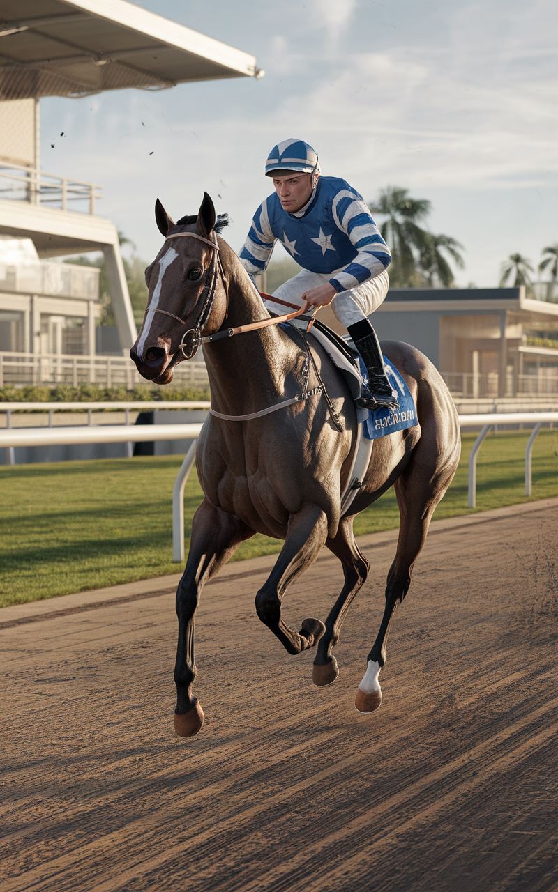 Cheval de course à l'entraînement