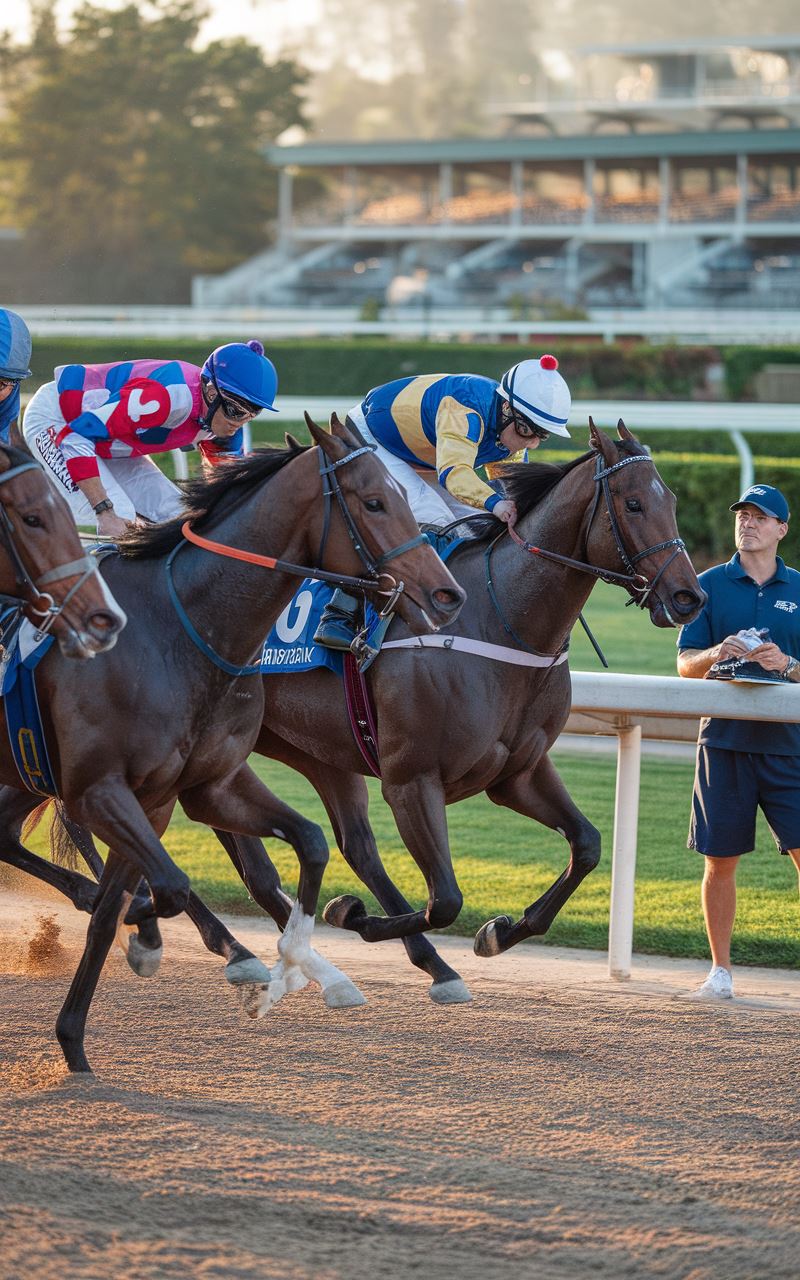 Cheval de course à l'entraînement