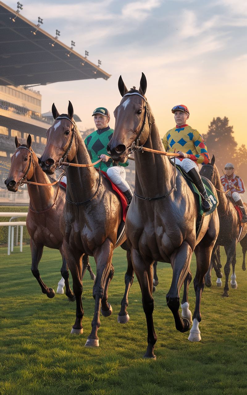 Cheval de course s'échauffant au galop